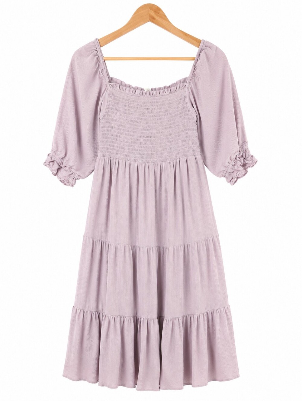 Oak + Fort Smocked Tiered Midi Dress – Blush Pink – Size S - Picture 2 of 12